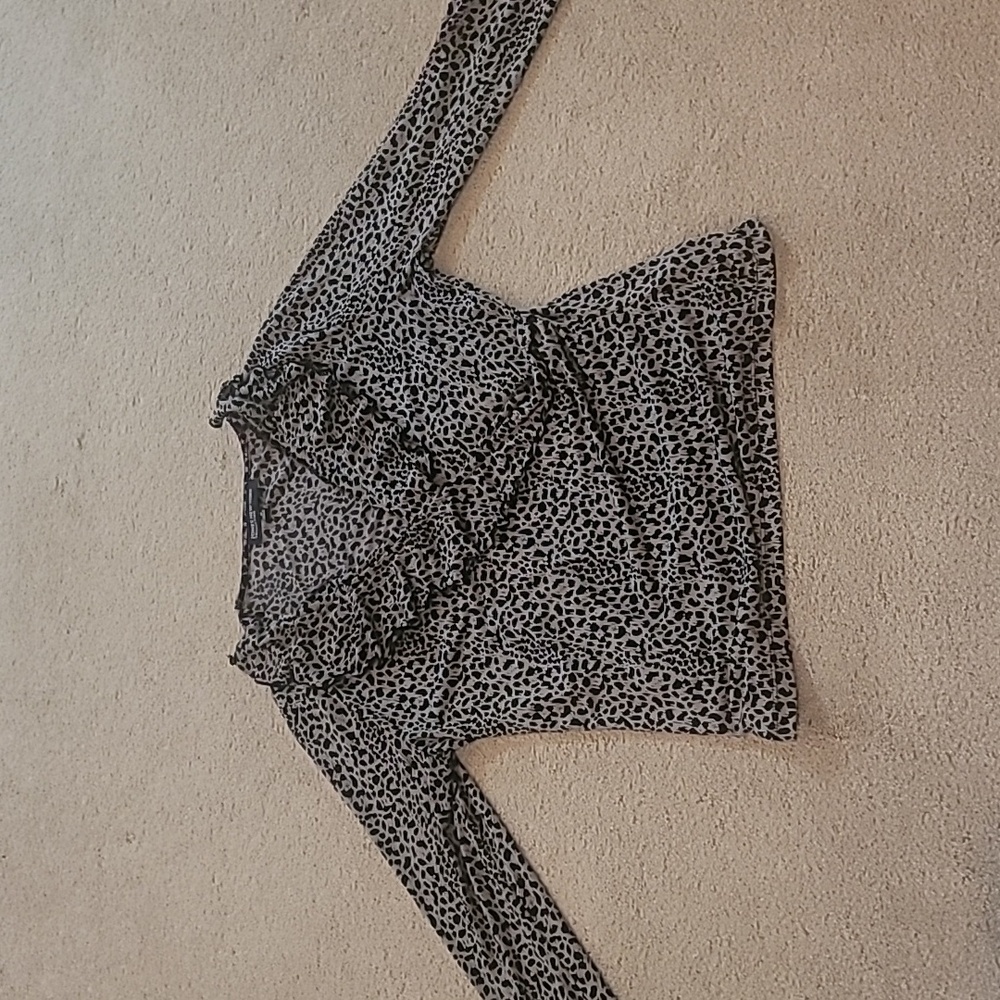 Jones New York Black and Gray Animal Print Blouse